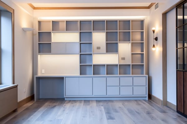 full height custom living room cabinet